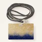 金ゴールドアンドブルーグリッターグラデーションラグジュアリーデザイン バッジ (裏面ランヤード)