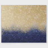 金ゴールドアンドブルーグリッターグラデーションラグジュアリーデザイン ラッピングペーパー (フラット)