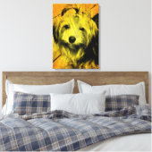 金ゴールドアンバーグランジヨークシャーテリアウォールアート キャンバスプリント (インサイチュ (寝室))