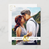 金ゴールドアンパサンド写真日付の保存 案内ポストカード (正面/裏面)