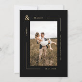 金ゴールドアンパサンド黒の幾何学的結婚写真 招待状 (裏面)