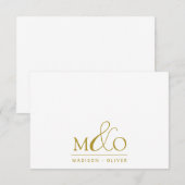 金ゴールドアンパサンド・モノグラム・カップル・ノート・カード ノートカード (正面/裏面)