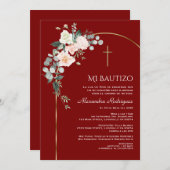 金ゴールドアーエレガントチフローラブルガンディスペインのバウティソ 招待状 (正面/裏面)