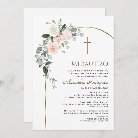 金ゴールドアーエレガントチフローラボスペインのティゾ 招待状 (正面/裏面)