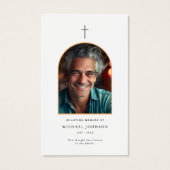 金ゴールドアーチカトリック写真葬儀祈りの言葉カード (正面)