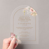 金ゴールドアーチパンパスグラスフローラファーストホーリーコミュニオン アクリル招待状 (インサイチュ (ポータブル))