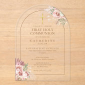 金ゴールドアーチパンパスグラスフローラファーストホーリーコミュニオン アクリル招待状 (正面)