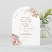 金ゴールドアーチパンパスグラスフローラファーストホーリーコミュニオン 招待状 (スタンド正面)