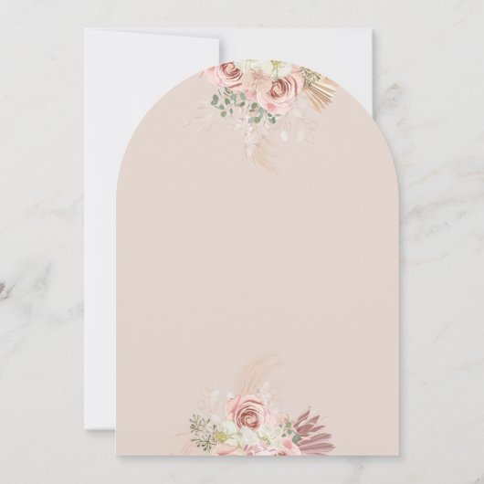 金ゴールドアーチパンパスグラスフローラファーストホーリーコミュニオン 招待状 (裏面)