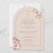 金ゴールドアーチパンパスグラスフローラファーストホーリーコミュニオン 招待状 (正面)