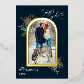 金ゴールドアーチフレームシーズンの挨拶1写真 箔シーズンカード (正面)