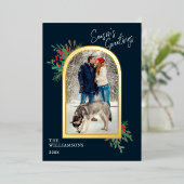 金ゴールドアーチフレームシーズンの挨拶1写真 箔シーズンカード (立ち正面)