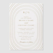 金ゴールドアーチモノグラム結婚ズオーバーレイ ベラム紙招待状 (正面)