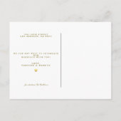 金ゴールドアーチ結婚型フレームの写真日付の保存 案内ポストカード (裏面)