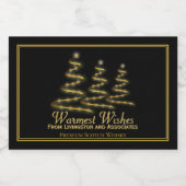 金ゴールドアートクリスマスツリーズオンブラックホリデーミニ リキュールボトルラベル (シングルラベル)