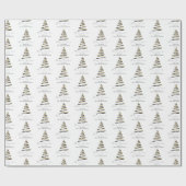 金ゴールドアートブラックツリーパターン名メリークリスマス ラッピングペーパー (フラット)