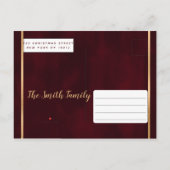 金ゴールドアートブルゴーニュの木がライトクリスマスパーティー インビテーションポストカード (裏面)