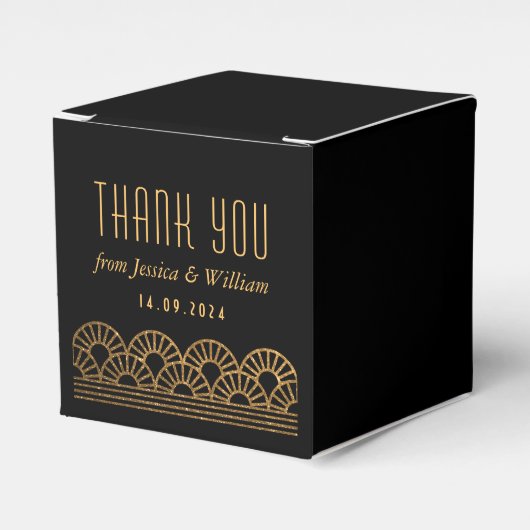 金ゴールドアールデコウェディングレセプションゲスト特典ボックス フェイバーボックス (正面サイド)