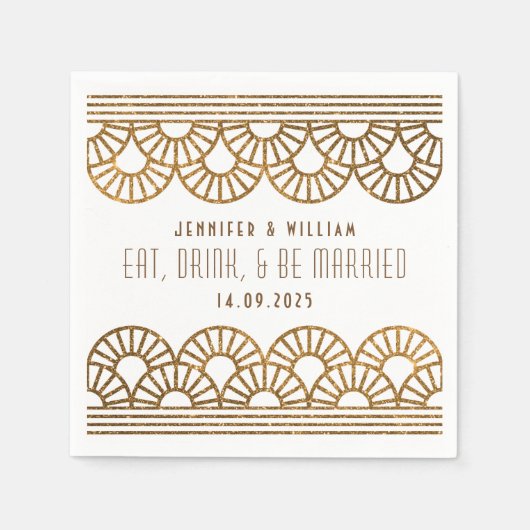 金ゴールドアールデコウェディングレセプションコッカティルナプキン スタンダードカクテルナプキン (正面)