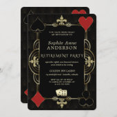 金ゴールドアールデコカジノベガストランプのポーカーリタイアメントパーティー 招待状 (正面/裏面)