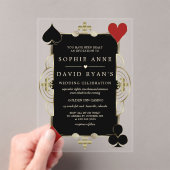 金ゴールドアールデコカジノラスベガストランプのポーカー結婚ズ アクリル招待状 (インサイチュ (ポータブル))