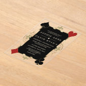 金ゴールドアールデコカジノラスベガストランプのポーカー結婚ズ アクリル招待状 (レイダウン)