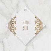 金ゴールドアールデコギャツビースタイルカスタムウェディング フェイバータグ (裏面)