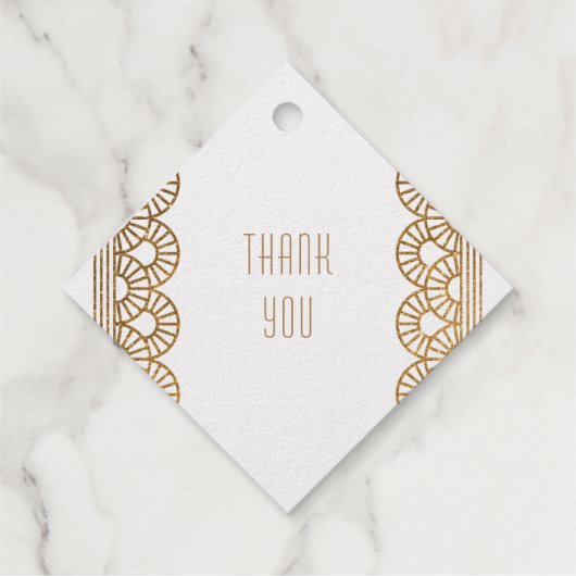 金ゴールドアールデコギャツビースタイルカスタムウェディング フェイバータグ (裏面)