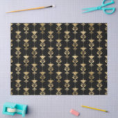 金ゴールドアールデコスタイル花オンブラックデクページ 薄葉紙 (クラフト)