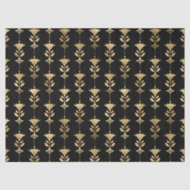 金ゴールドアールデコスタイル花オンブラックデクページ 薄葉紙