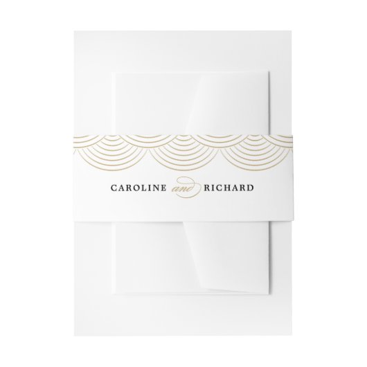 金ゴールドアールデコストリングライト招待状用帯 招待状ベリーバンド (正面例)