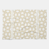 金ゴールドアールデコパターン(白) キッチンタオル (横)