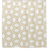 金ゴールドアールデコパターン（白） シャワーカーテン (正面)