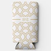 金ゴールドアールデコパターン（白） スリム缶クーラー (正面)