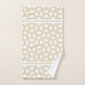 金ゴールドアールデコパターン(白) バスタオルセット (ハンドタオル)