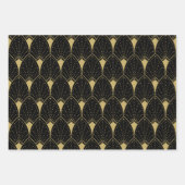 金ゴールドアールデコパターン（赤黒と紫） ラッピングペーパーシート (正面3)