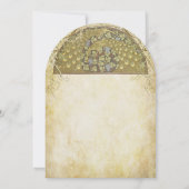 金ゴールドアールデコピーコックバード結婚式招待状 招待状 (裏面)