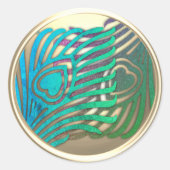 金ゴールドアールデコピーコック封筒用シール ラウンドシール (正面)