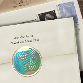 金ゴールドアールデコピーコック封筒用シール ラウンドシール