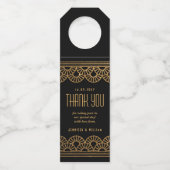 金ゴールドアールデコファンありがとうボトルラベル ボトルネックタグ (正面)