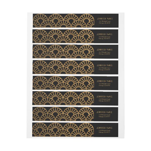 金ゴールドアールデコファンエンベロープアドレス折り返しラベル ラップアラウンドラベル (シート)