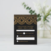 金ゴールドアールデコファン結婚式招待状応答カード 出欠カード (スタンド正面)