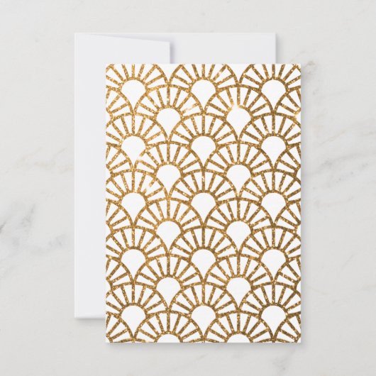 金ゴールドアールデコファン結婚式招待状応答カード 出欠カード (裏面)