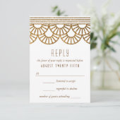 金ゴールドアールデコファン結婚式招待状応答カード 出欠カード (スタンド正面)