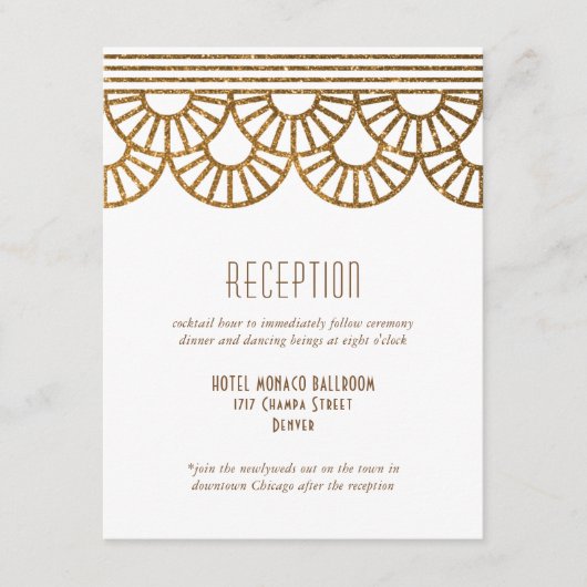 金ゴールドアールデコファン結婚式招待状披露宴 エンクロージャーカード (正面)