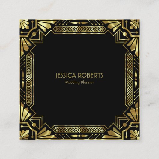 金ゴールドアールデコフレーム スクエア名刺 (正面)