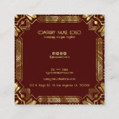 金ゴールドアールデコフレーム(濃い赤) スクエア名刺 (裏面)