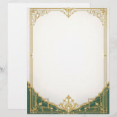 金ゴールドアールデコフレーム（緑の縁取り） レターヘッド (正面/裏面)