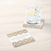 金ゴールドアールデコフ結婚ァンとお祝いコースター スクエアペーパーコースター (インサイチュ)