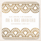 金ゴールドアールデコフ結婚ァンとお祝いコースター スクエアペーパーコースター (正面)